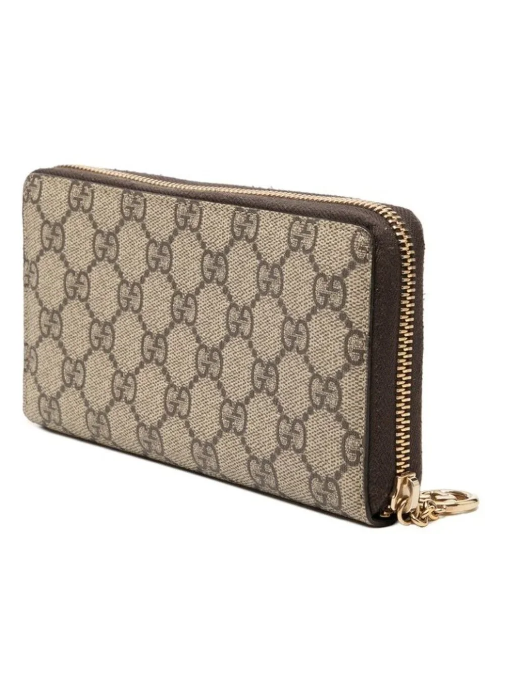 ★SOLD★ Gucci GG Supreme Round Fastener Wallet Beige Brown - Picture 2 of 7
